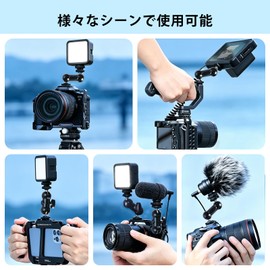 JINGCHEN Magic Arm with Cold Shoe Double Ball Head Multifunction Double Ball Adapter with 1/4" Screw on both ends, 360 Degree Rotation, Multi-Angle Adjustment, Aluminum Compatible with Cameras