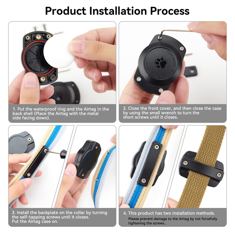 IPX8 Waterproof Dog Collar Holder for Airtag [Metal Back Plate]