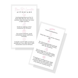 Brow Tint and Lamination Aftercare Instruction Cards | 50 Pack | Pink Minimalist Simple for Kit Henna Client Cards Eyebrow Kit Handout with Intake Forms Business Card 2x3.5” Each