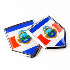 Newperlite Costa Rica Flag Decal Sticker Car Emblem Costa Rican Flag Car Decoration Accessories Chrome Shield for Truck Vehicles Cars, 2 Pack