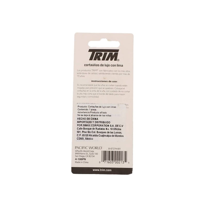 Cortaúñas Trim de lujo con lima 1 pza
