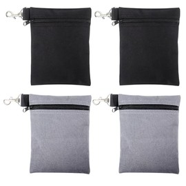 Klmnop 4 Pcs Golf Tee Pouch, 5.5 X 6.6 Inch Zipper Golf Tee Bag with Metal Lobster Claw Clip, Golf Tee Bag Pouch for Men Women(BlackGrey)