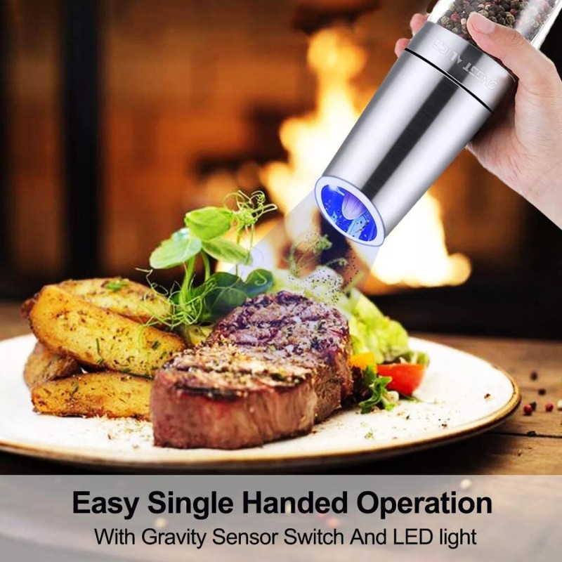 Sweet Alice Gravity Electric Pepper and Salt Grinder Set, Salt