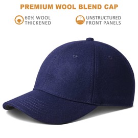 GADIEMKENSD Winter Baseball Caps Wool Dad Hat Warm Trucker Hats Work Cap Workout Thick for Mens Womens Unstructured, Navy L