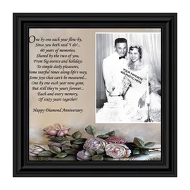 Crossroads Home Décor 60th, Diamond 60th Wedding Anniversary Grandparents Gifts, for Grandparents, 60th Anniversary Card for Parents, Picture Frame for Couples, 6782B