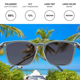 FUOFEN Unisex Modern Retro Style Square Polarized Sunglasses For Men Women Fashion Rectangular Shades 55mm