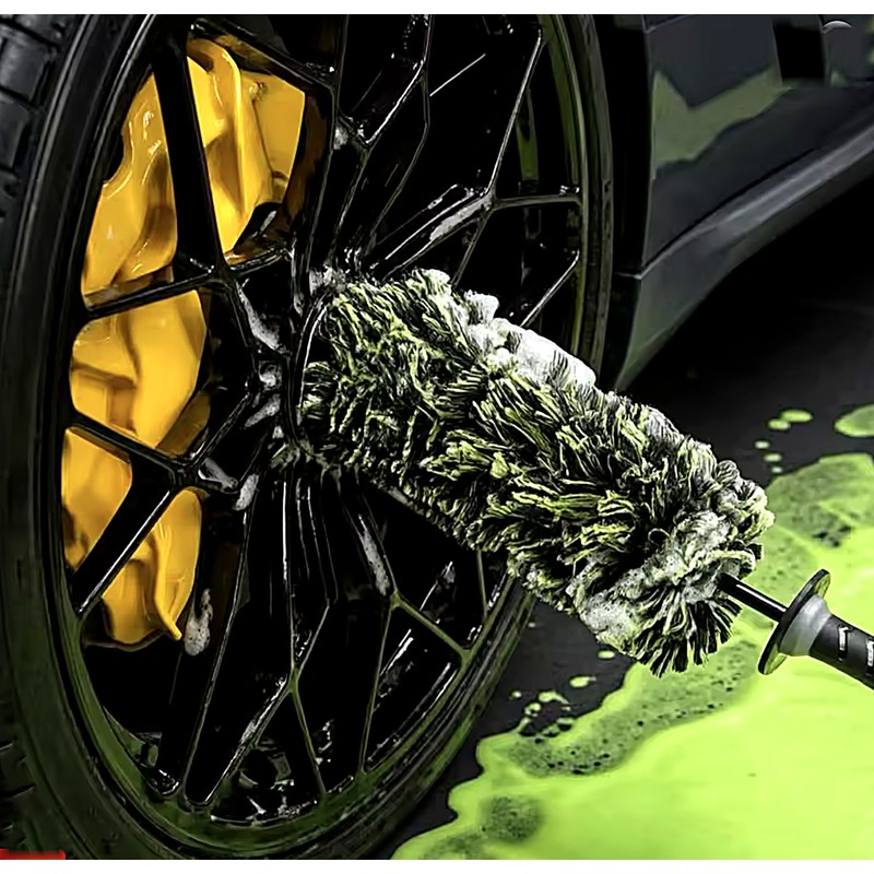 Wheel Barrel Brush for Car Cleaning, 18.5" Soft Bristle Wheel