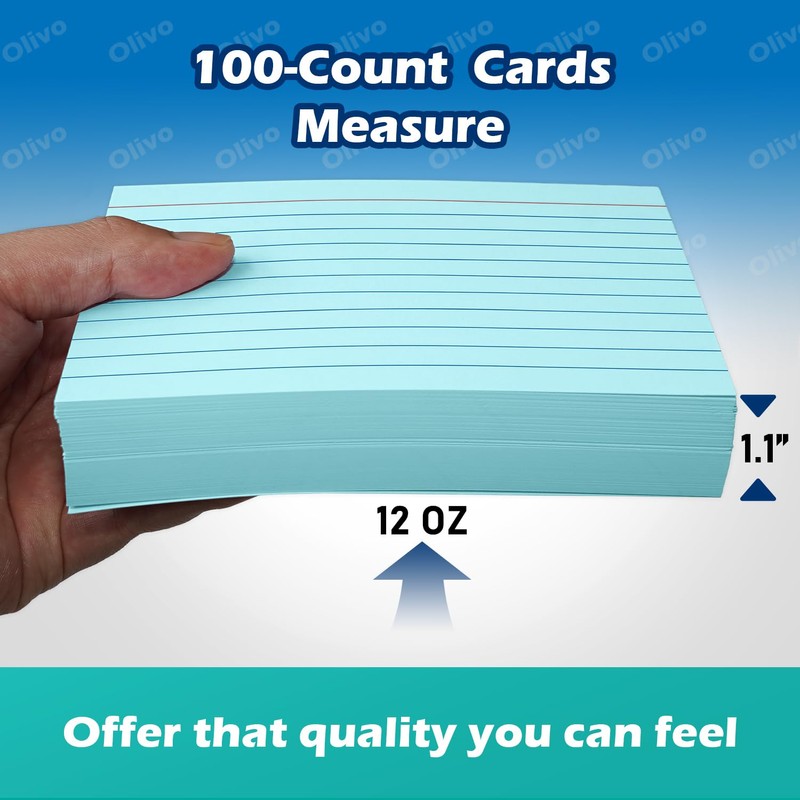 Blue Index Cards 4x6 Lined Ruled Flash Note Cards 100