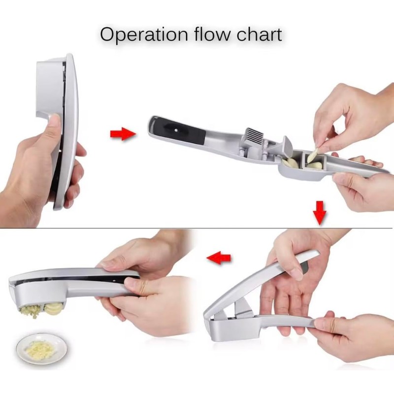 Garlic Press and Slicer 2 in 1 with Built-In Cleaner