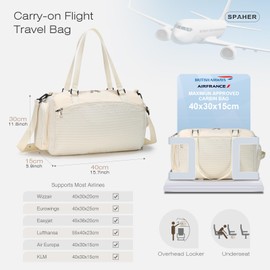 SPAHER British Airways Cabin Bag 40x30x15 Travel Duffle Bag with Shoes Compartment & Wet Pocket Waterproof Sports Weekend Gym Overnight Holdall Bag Handbag Carry on Underseat Hand Luggage Men Women