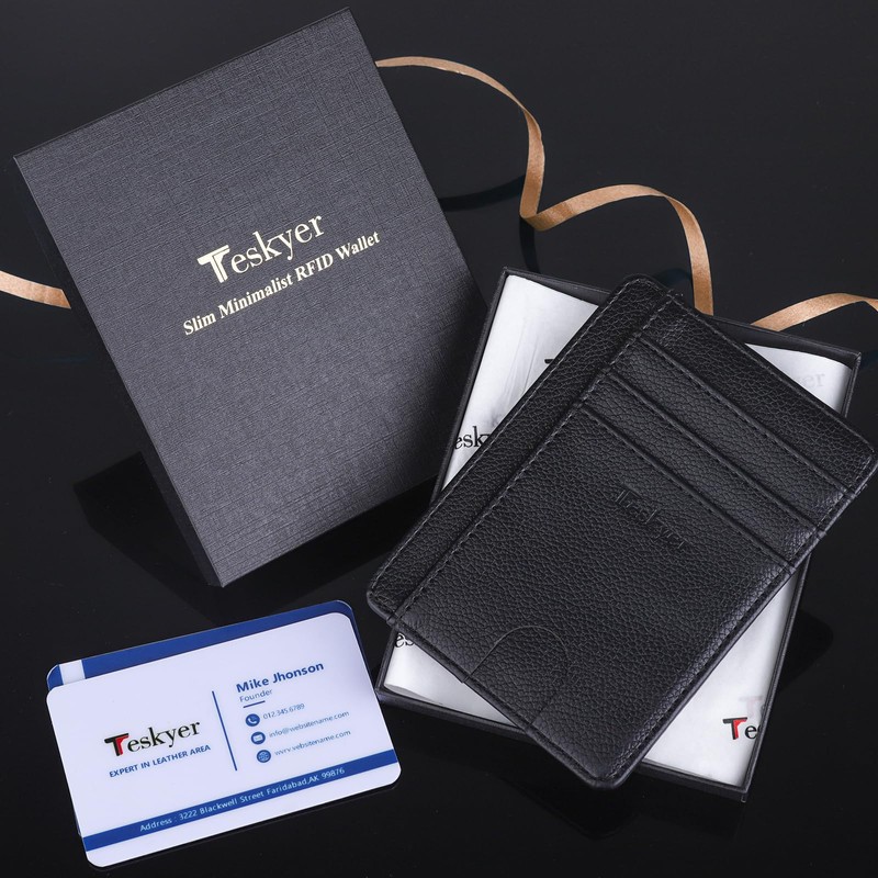 Teskyer Credit Card Case, ID Card Holder, Premium PU Leather,