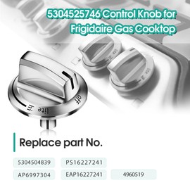 GREALTH Upgraded 5304525746 Gas Stove Knobs for Fridgidaire FFGC3026SS FFGC3626SS etc, Burner Range Control Knob 5304504839 4960519 AP6997304 PS16227241 EAP16227241