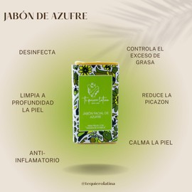 TQL | Jabón de azufre | Jabon facial | Skin care | Exceso de grasa y acné, barros y espinillas | Limpia la piel | pieles con tendencia acnéica | 100 gr