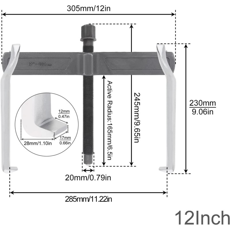 ChgImposs 12 Inch 2-Jaw Gear Puller, Adjustable Bearing Puller Gears,