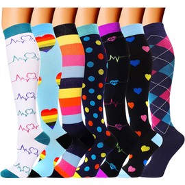Compression Socks for Men & Women 7 Pairs Circulation 15-20 mmHg-Best support for Athletic, Nurse, Medical, Running (as1, alpha, s, m, regular, regular, Mix2)