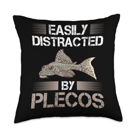 Plecostomus Pleco Fish Aquarium Food Tank Zebra Cave Throw Pillow, 18x18, Multicolor