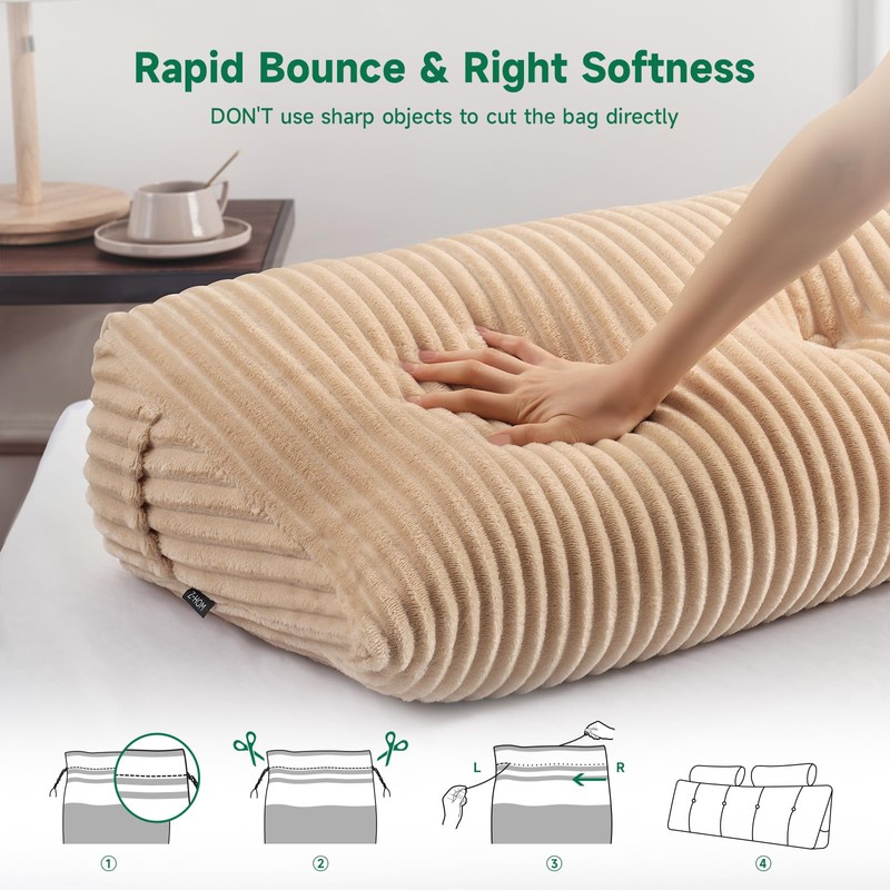 Z-hom Large Wedge Pillow Headboard, Full Triangular Headboard Pillow, Reading