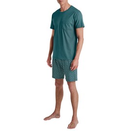 CALIDA Relax Imprint Men's Short Pyjamas, Made from 100% Cotton, Easy Care, Elastic and Dimensionally Stable, in Single Jersey, Philo Green, 56