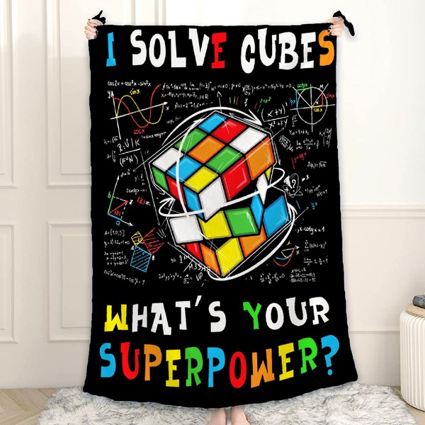Ottoy Funny Speed Cubing Throw Blanket for Couch Lightweight Plush