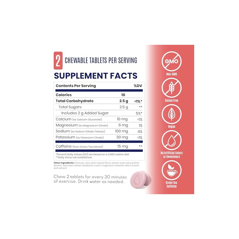 SaltStick Electrolyte FastChews con cafeína - 60 comprimidos masticables con
