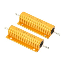PATIKIL 2pcs 100W 12ohm Aluminum Case Resistor Housing Wire Resistors Screw Tap Power Resistor Gold Tone