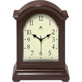 Infinity Instruments Brown Antique Grandfather Tabletop Clock 9 x 6 Mantle Tabletop Clock Mini Desktop Table Mantel Decor Vintage Living Room Decor