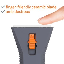 Slice 10591 Manual Utility Scraper, Locking Ceramic Blade, Rust Free, Finger Friendly, Soft-Touch Comfort Grips Reduce Strain, Regular - Manual (Locks in Position)