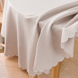 Round Waterproof Tablecloth Spill-Proof and Stain Resistant Table Cloth Wrinkle Free Washable Decorative Fabric Table Cover for Kitchen, Dining, Parties, Buffet, Wedding(48 inch, Beige)