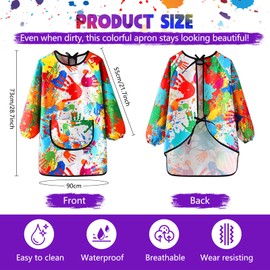 Gigmeta Children's Painting Apron for 7-11 Years Girls Boys Waterproof Painting Coat Adjustable Craft Apron with Sleeves and Big Pockets for School Art Painting Cooking