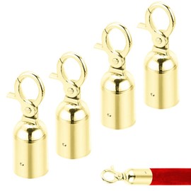 Aweisile Rope End Stop 4 Pieces Guardrail Cord End Cap Rope End Stopper Rope End Stopper for Barrier Ropes Rope End Cap with Hook Cord End Cap with Hook Snap Hook for Rope and Cord Rope Fittings