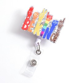 Be Kind Badge Reel with Clip Cute Acrylic Badge Clip,Funny ID Card Badge Holder,Retractable for Nurses Office Teacher