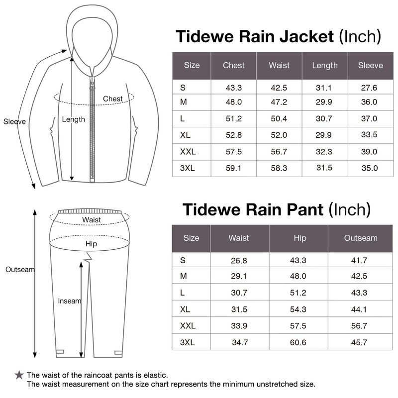 TideWe Rain Suit, Waterproof Breathable Lightweight Rainwear (Blue Size L)