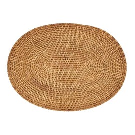Saro Lifestyle Woven Rattan Placemats (Set of 4), Caramel, 14"x19"