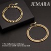 JEMARA 2 Pcs Gold Bracelets for Men,Sturdy Curb Width Cuban