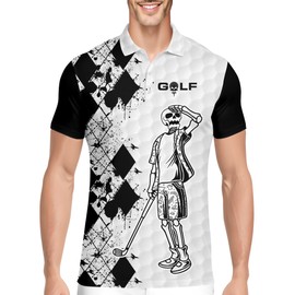 PAGYMO Golf Shirts for Men Crazy Print Hawaiian Funny Mens Polo Shirt Skull Shirts, X-Large, Aop-polo-13581