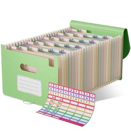 EcoStash Accordion File Organiser, 26 Pockets Wheat Straw Expanding File Folders, Monthly Filling Document Organiser, BPA Free, Return to Nature, Healthy Living, A4/Letter Size - Mint Green