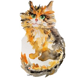 Original cat art Watercolor painting,pet lover bestgift,calic