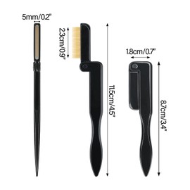 2PCS Folding Eyelash Comb, Eyebrow Comb Metal Teeth, Professional Tool for Define Lash & Brow (Black)