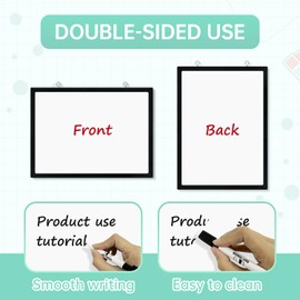 White Board Mini Kit - 9 x 12 in Whiteboard with 2 Dry Erase Markers and 6 Magnetic Notes - Small Double-Sided Wall Hanging Dry Wipe Off Board for Home and Office