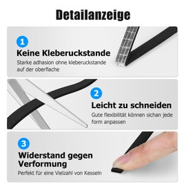 Ancable Ancable 3.3m Dichtungsband fr Kochfeld mit kleinem Schaber, 2 Stck 7mm x 2mm Montageband fr Ceranfeld Dichtband