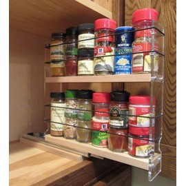 Vertical Spice Solid Maple Storage Rack Drawer - Sliding Spice Rack - Pantry Organizers and Storage - Kitchen Cabinet Organizer - Made in USA - 1 Drawer, 2 Tiers (2.3" W x 10.75" H x 10.6" D)