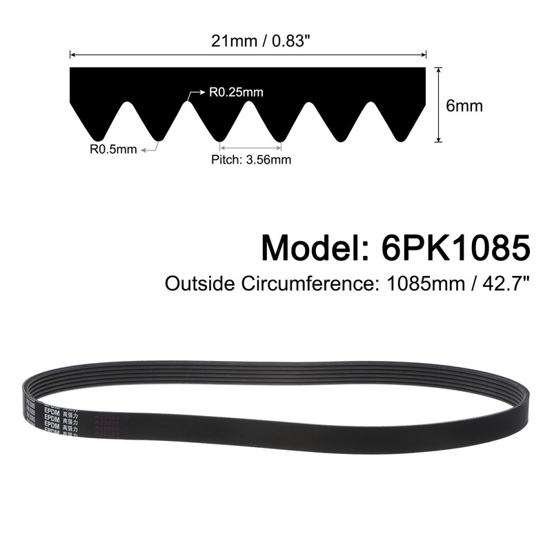 QUARKZMAN 6PK1085 V-Ribbed Belt, 6 Ribs, 1085 mm Length x