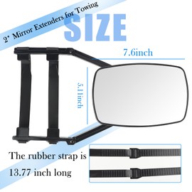 2PCS HD Towing Mirrors,Clamp-on Side Mirror Extensions for Towing & Reducing Blind Spots with Adjustable Mounting Straps,Universal Truck Mirror Extenders Trailer Accessories