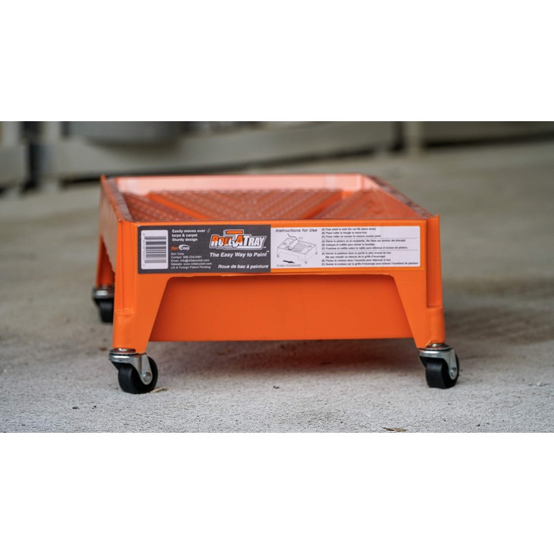 Orange; Paint Tray On Wheels, Roll A Tray