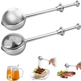Tea Tongs Pack of 2 Tea Strainer for Loose Tea - Teaballs with Telescopic Handle, Tea Infuser 304 Stainless Steel, Tea Tongs, Tea Strainer, Tea Infuser, Stainless Steel Flour Sieve Duster - Sugar