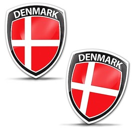 Skino EU 2 x 3D Gel Stickers Denmark Flag Badge Car Bicycle Motorcycle Tuning F 98