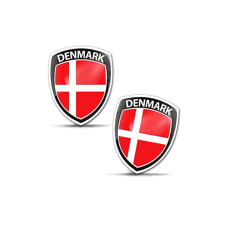 Skino EU 2 x 3D Gel Stickers Denmark Flag Badge