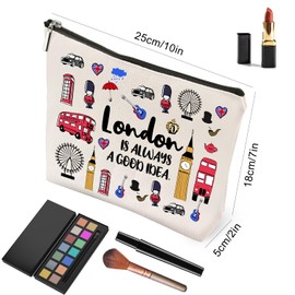 London Trip Makeup Bag，London Travel Gift London Lover Gifts,London Souvenirs,London Trip Makeup Bag UK Travel Vacation Gifts London Skyline Travel Bag,London Gifts for Women,London Souvenirs Gifts