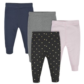 Gerber Baby Girls Multi-Pack Active Pants Set, Hearts, 0-3 Months