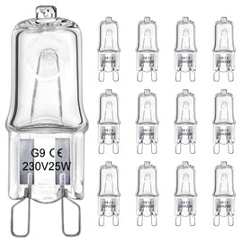 LedWekei G9 Halogen Bulbs 220V 25W 2 Pin Clear Capsule Lamp Dimmable 2700K Warm White Bulbs (Pack of 12)